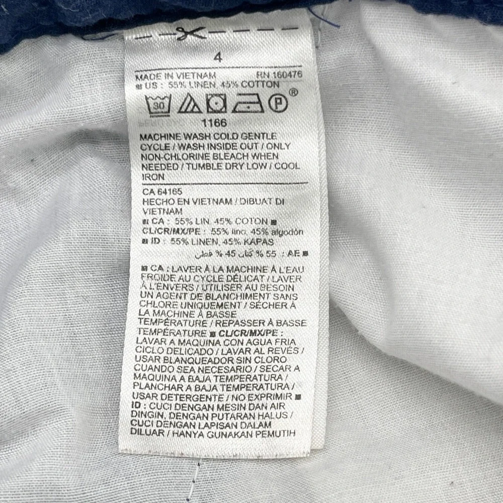 Old Navy Everyday Short Women 4 Dark Chambray Linen Blend Minimal Coastal Beach